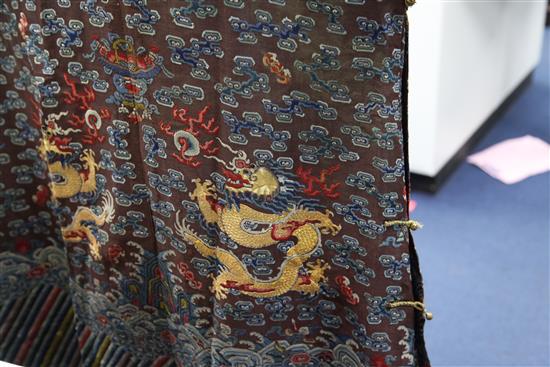 A Chinese Imperial silk gauze and metal thread nine dragon summer robe, late 19th / early 20th century,